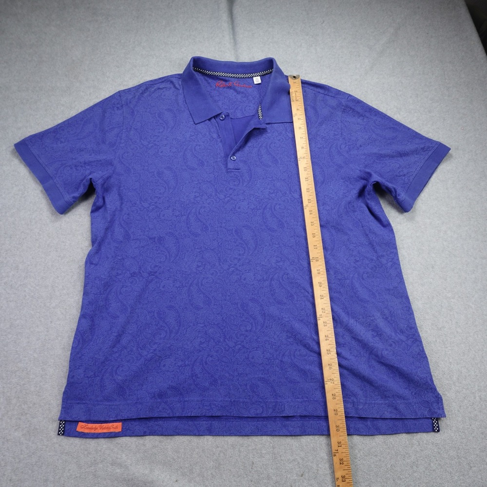 Robert Graham Polo Shirt Mens 3XL Blue Paisley Classic Fit Short Sleeve Cotton - Picture 9 of 16